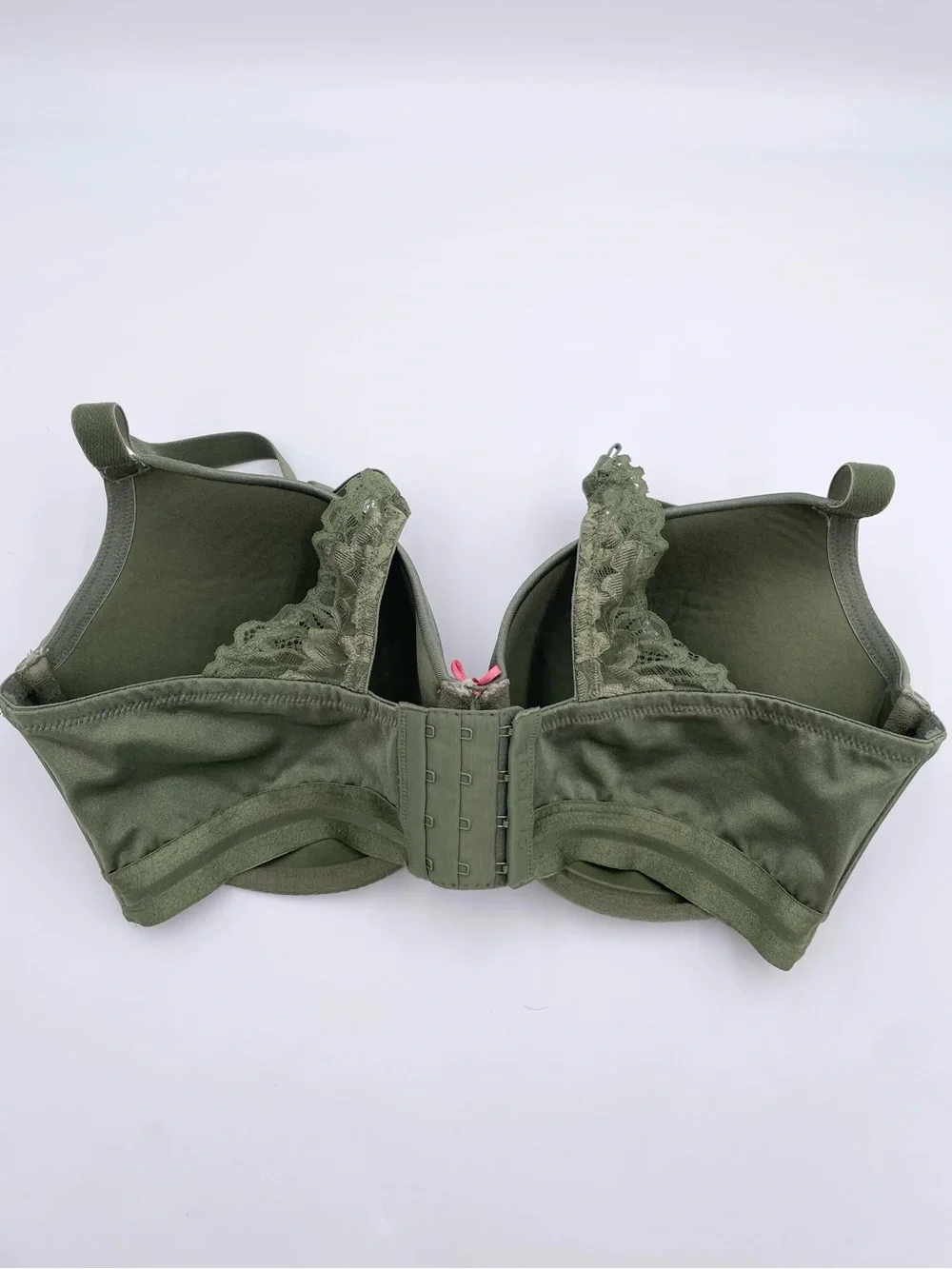 Cacique Women's Smooth Balconette Bra Size 38DDD Army Green Lace Strap Underwire